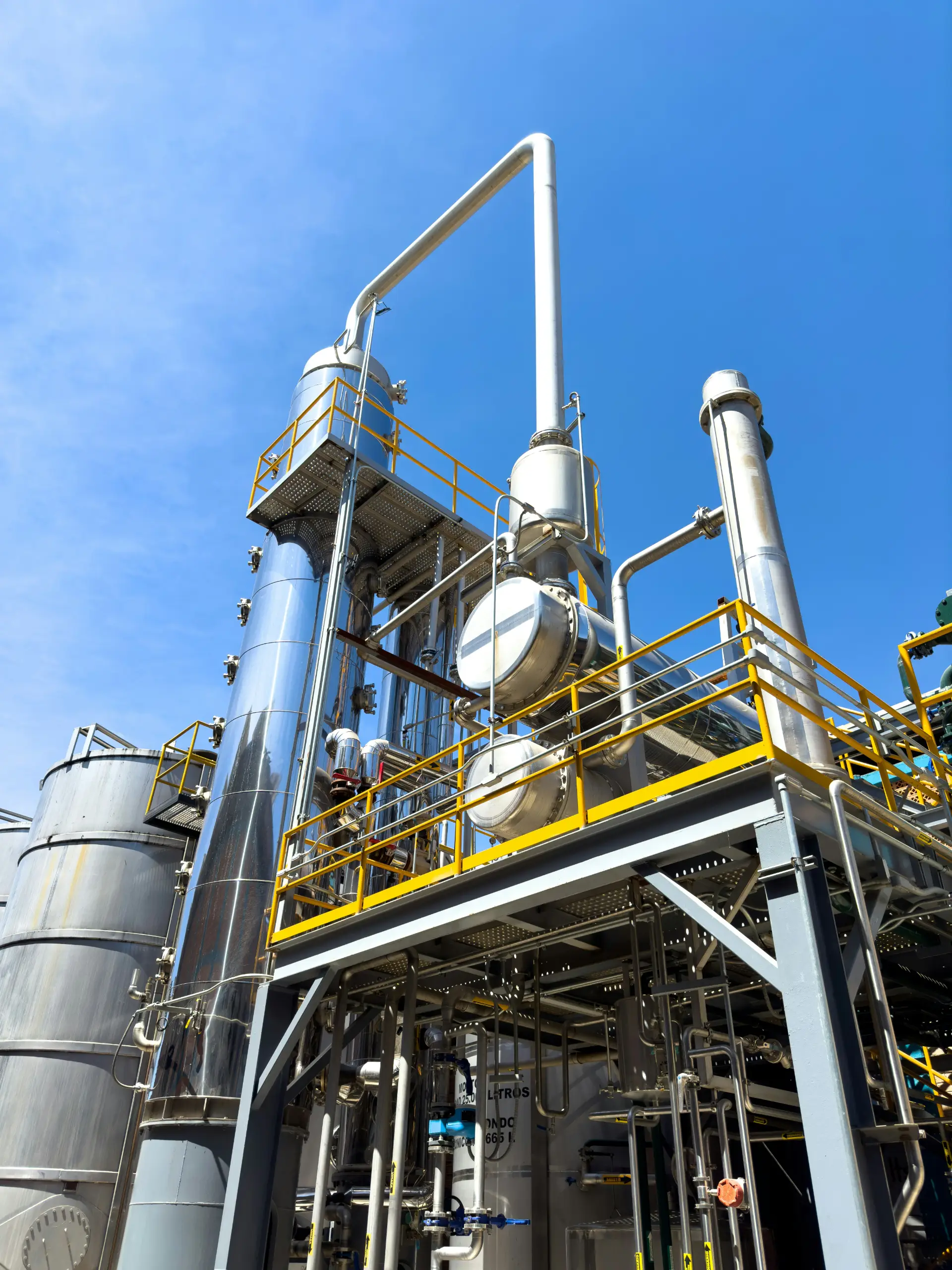 A distillation column, the most modern and industrial process for distilling Tequila